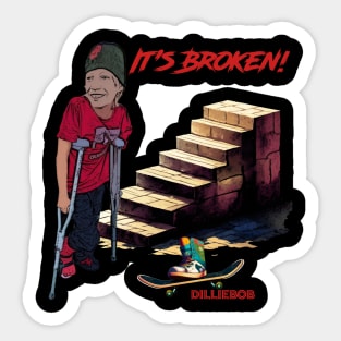 Broken Skateboarder Sticker